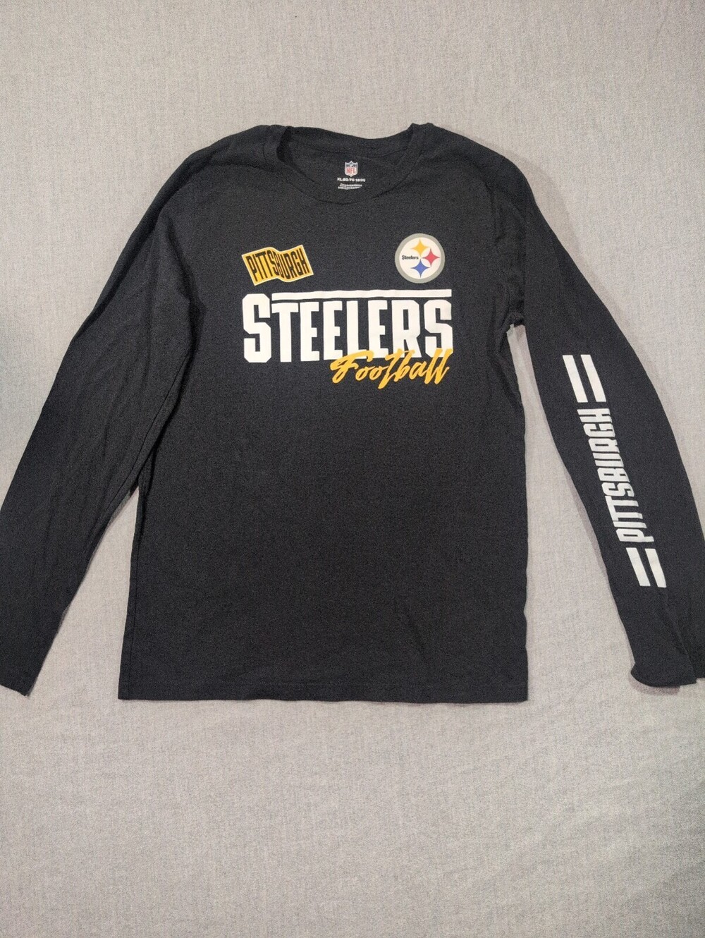 Pittsburgh Steelers Football long sleeve black shirt youth XL 18 20 NFL